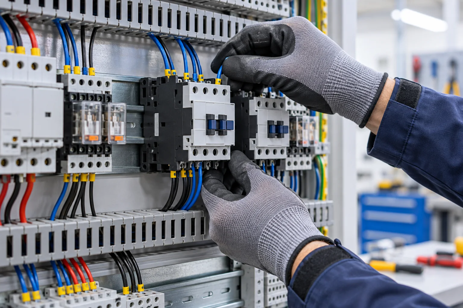 Montagem de painel de comandos elétricos